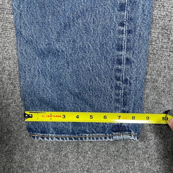 Levis 501 Denim Jeans Mens 36x29 Blue Mid Wash Button Fly Straight 0955 - Picture 7 of 11